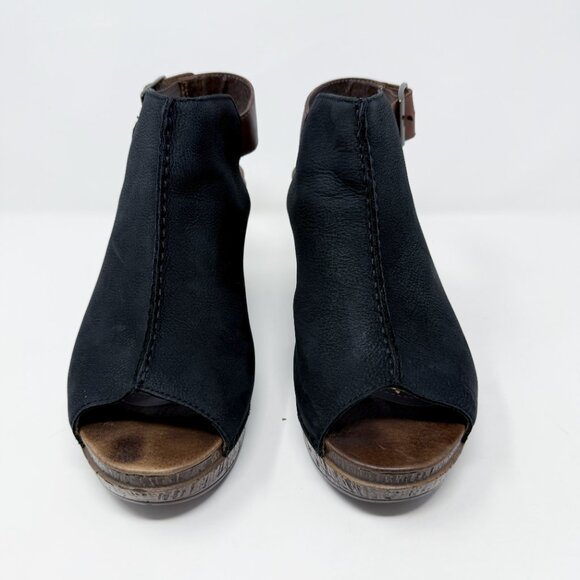 Dansko Black Oiled Leather Open Toe Booties Comfort Shoes Women's Size EU 41 - Picture 2 of 10